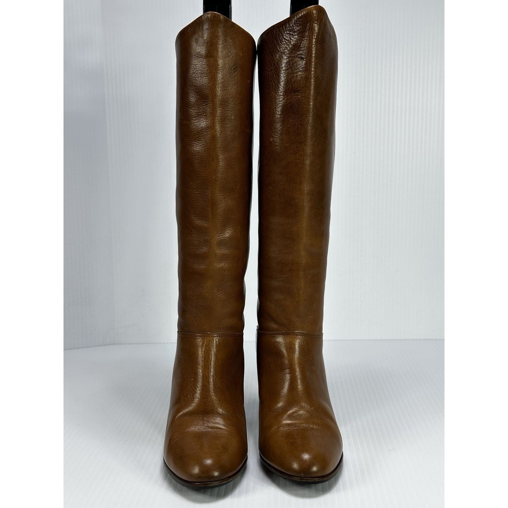 JD‎ Fashion Made In Italy Leather Brown High Pull On Riding Boots Sz 5.5 M